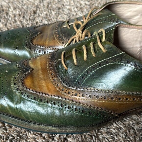 Lethato Wingtip Green Brown Men's Dress Shoe Size 9.5/10 - Picture 4 of 12